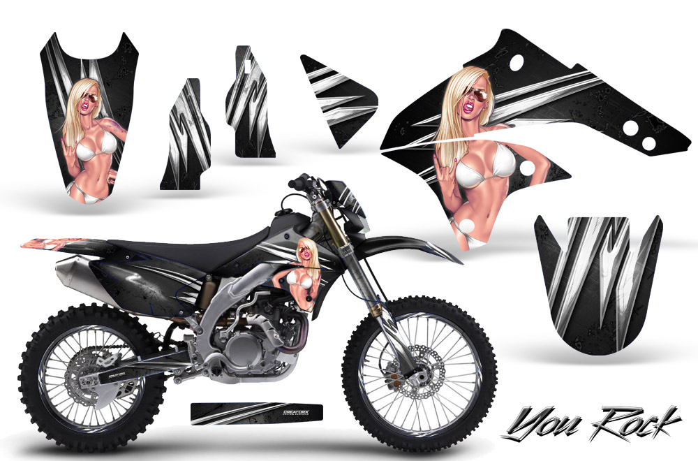 Kawasaki KLX450 Graphics Kit 08-12 You Rock Black NP Rims